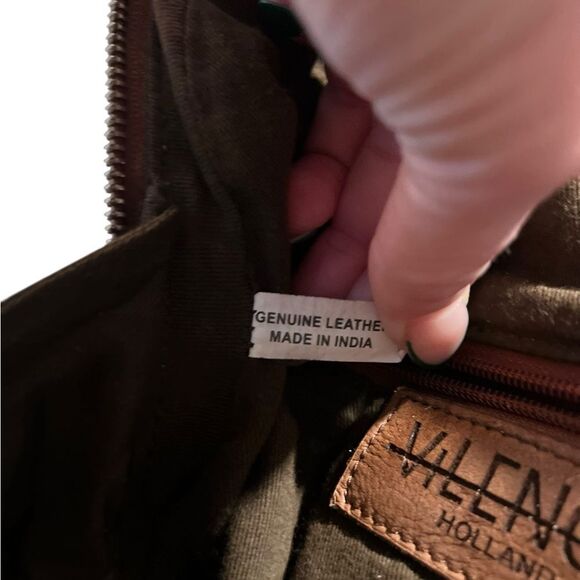 Vilenca Holland Genuine Leather Woven Backpack Cognac Brown main image 13